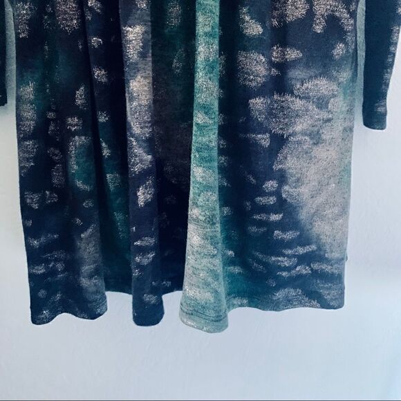 Alice Moon Blue & Green Silver shimmer Smocked Waist Dress Size Medium - Picture 7 of 12